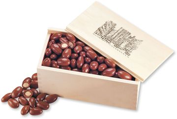 Wooden Collector's Box w/Chocolate Covered Almonds - 8" L x 4" W x 3" H